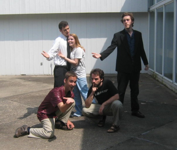 Richard Foreman performance: featuring actors myself, Russ, Abby and Nate, with our director Shawn looking pensive.